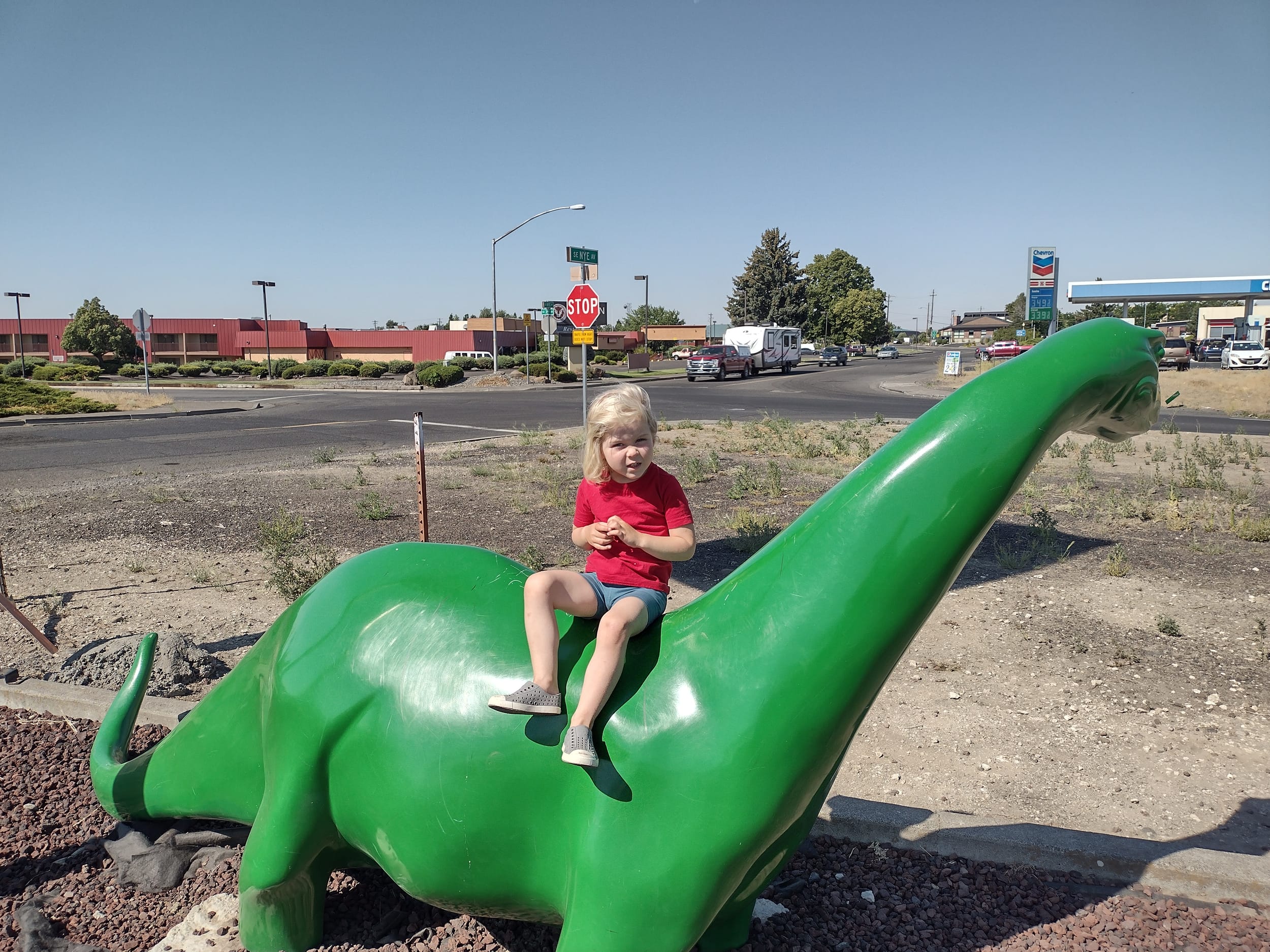 Riding the Gas Station Dinosaur